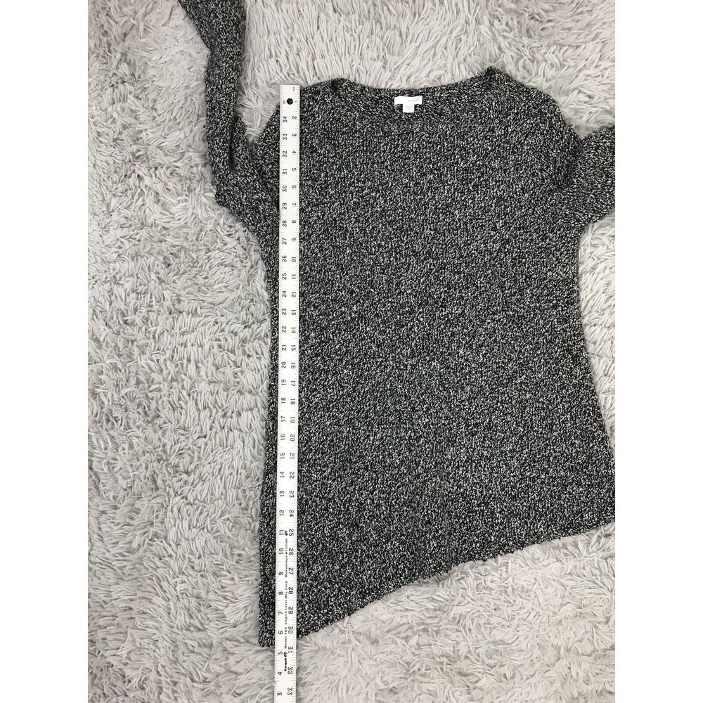J. Jill Asymmetrical Hem Sweater Marled Black Gray Knit Wool XS Oversized - Picture 7 of 8